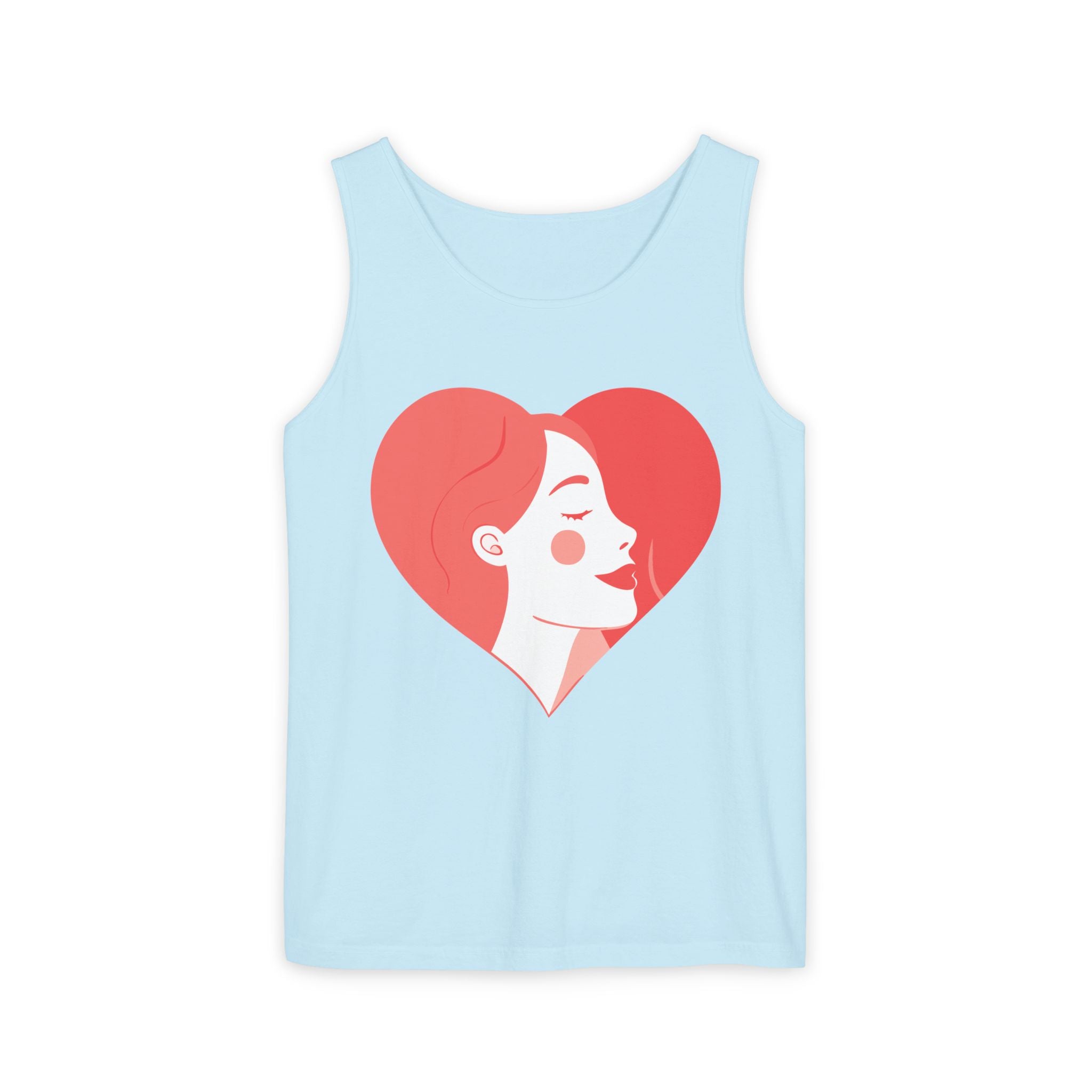 Heart Profile Tank Top — Minimal Feminine Love Graphic