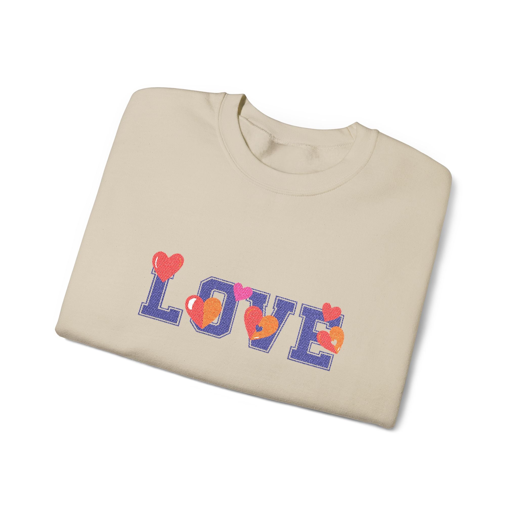 LOVE Floral Crewneck Sweatshirt Heart Pattern Cozy Pullover