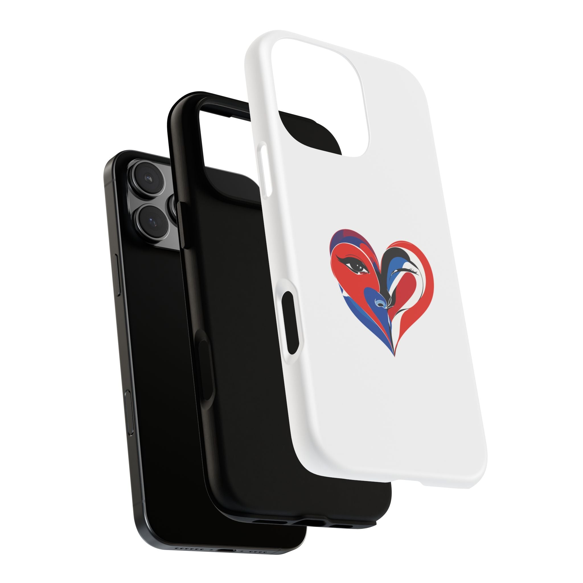 Heart Face Phone Case Red & Blue Abstract Love Design