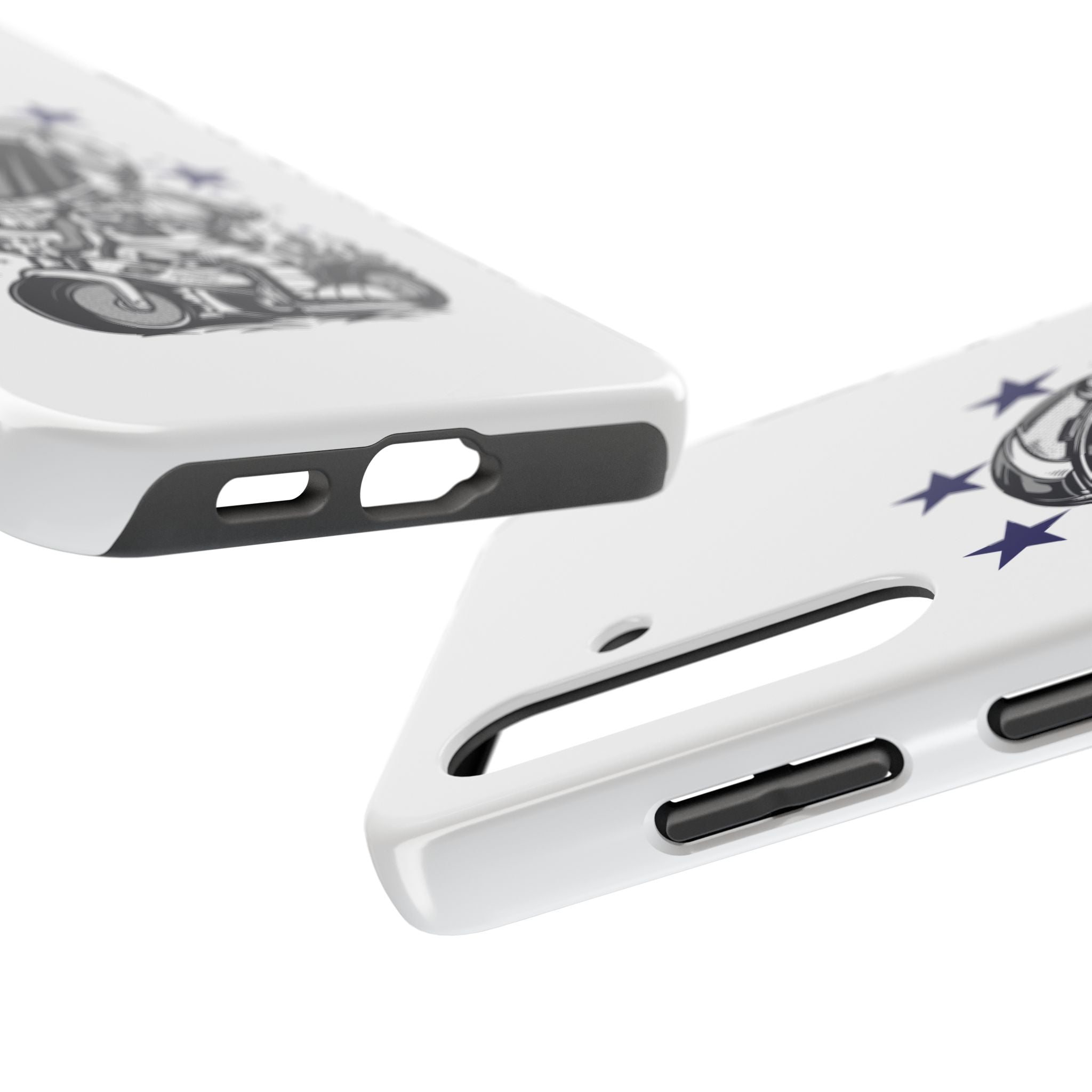 Astronaut Biker Tough Phone Case Retro Space Helmet Rider with Stars