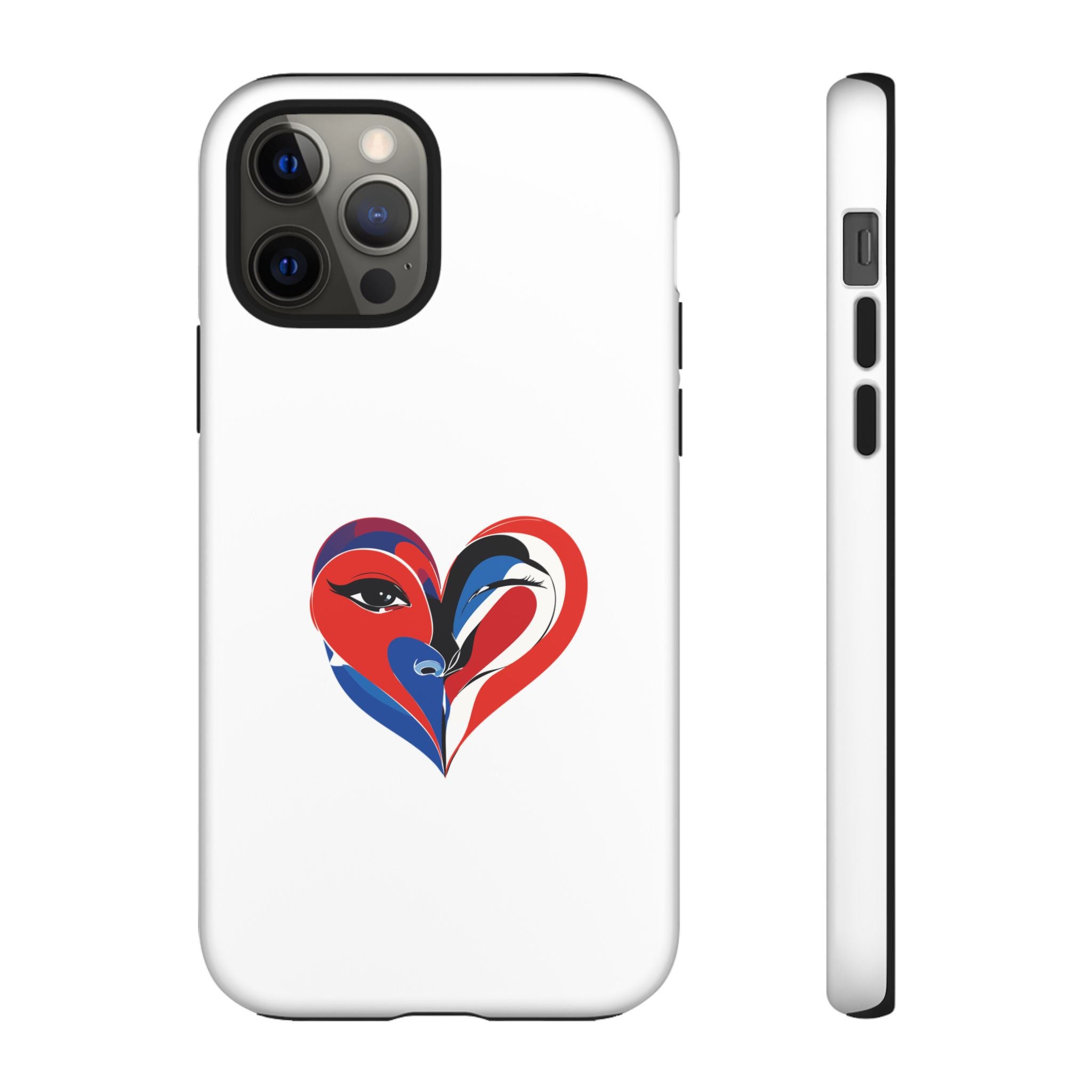 Heart Face Phone Case Red & Blue Abstract Love Design