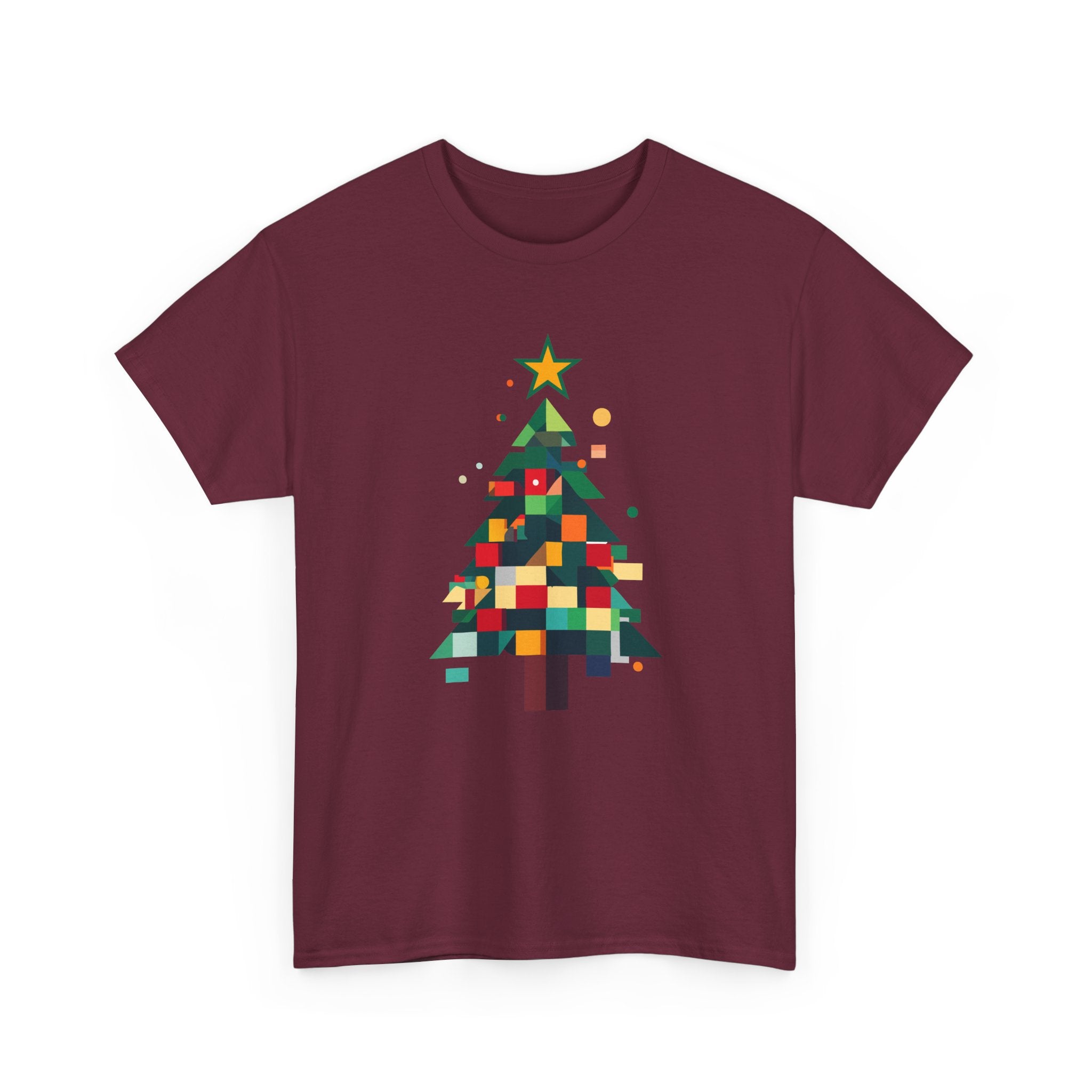 Christmas Tree Graphic Tee Modern Pixelated Holiday T-Shirt