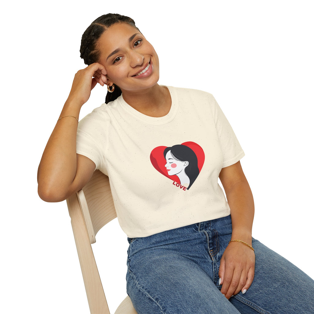 Love Heart Portrait T-Shirt Woman Face Profile