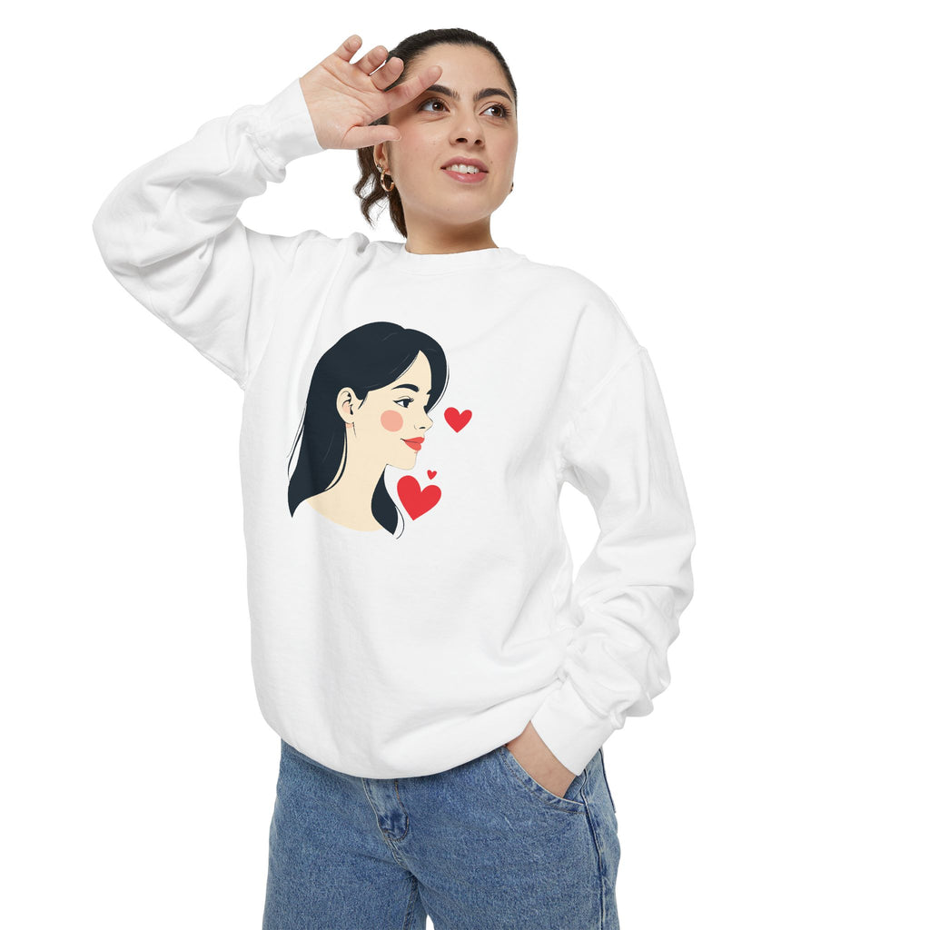 Heart Portrait Sweatshirt Artistic Dual-Face Love Graphic
