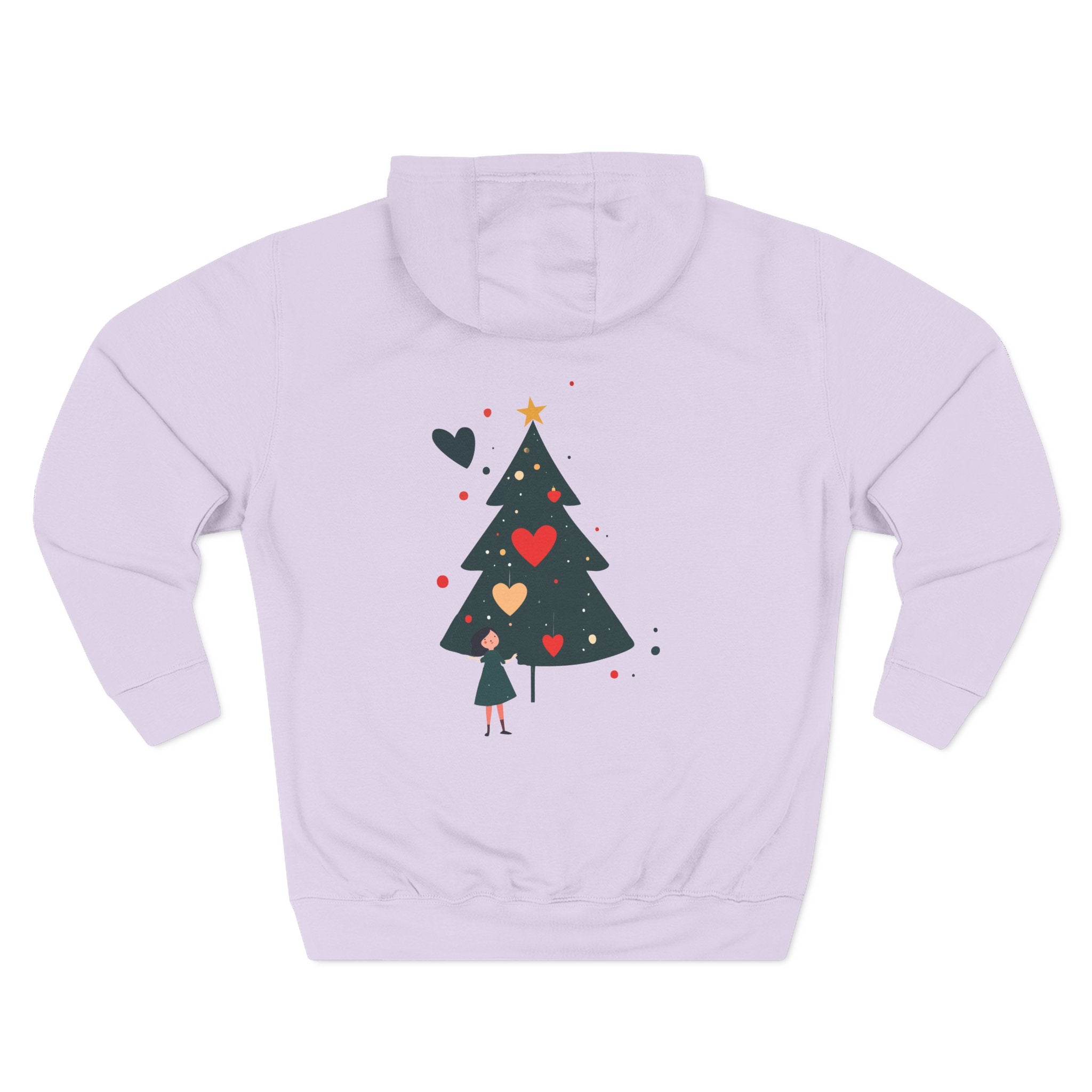 Christmas Tree Heart Hoodie – Cute Minimal Holiday Fleece Hoodie