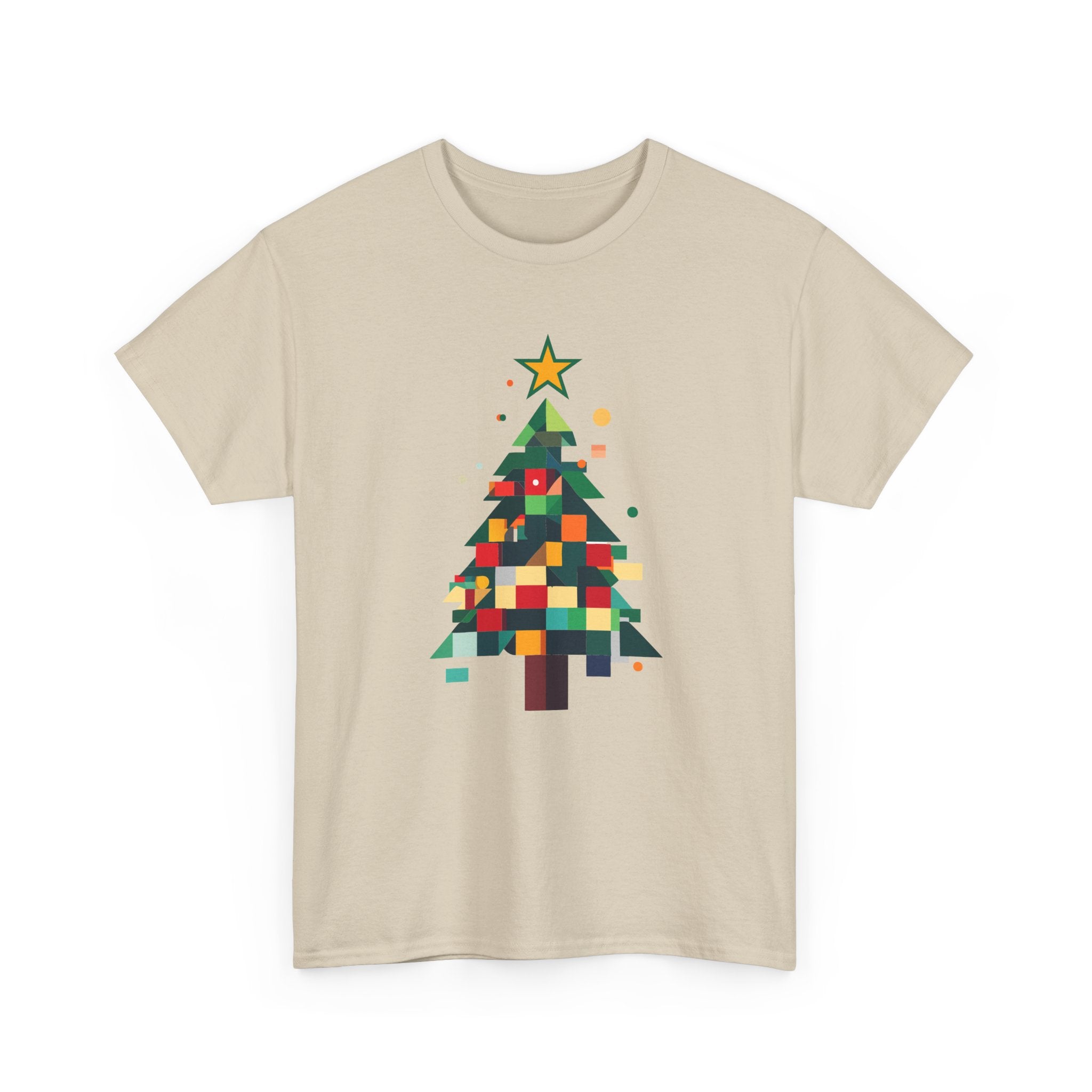 Christmas Tree Graphic Tee Modern Pixelated Holiday T-Shirt