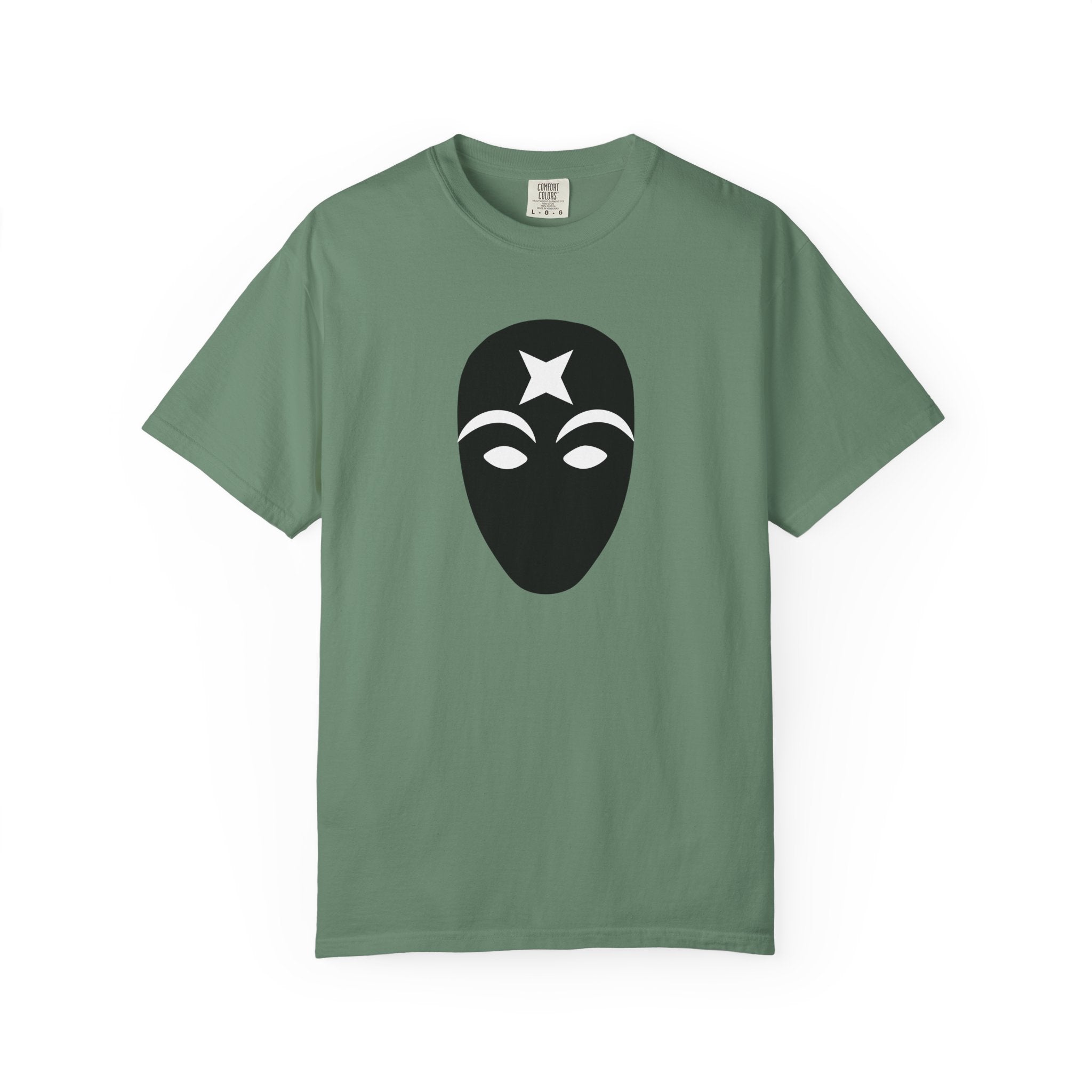 Masked Star Tee  Minimalist Black Mask Graphic T-Shirt