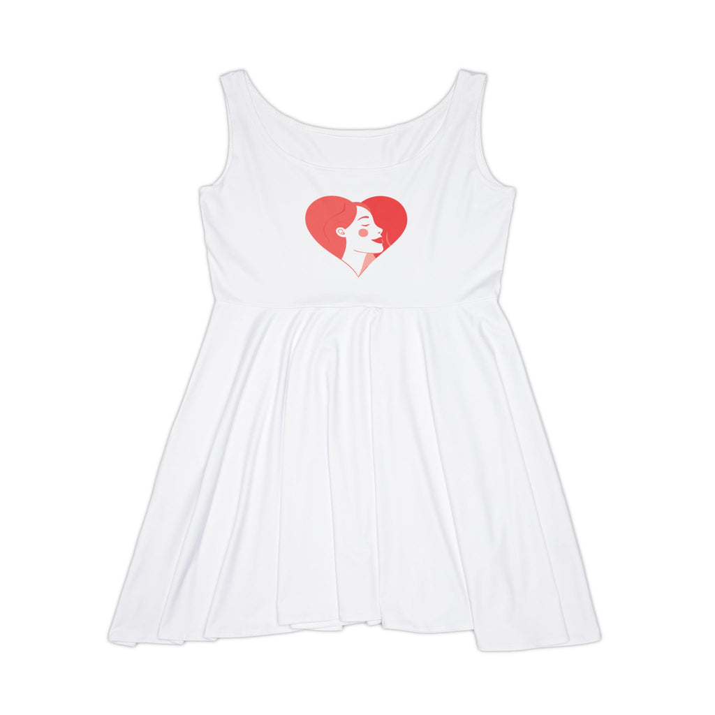 Heart Silhouette Women's Skater Dress — Retro Lady Portrait Graphic