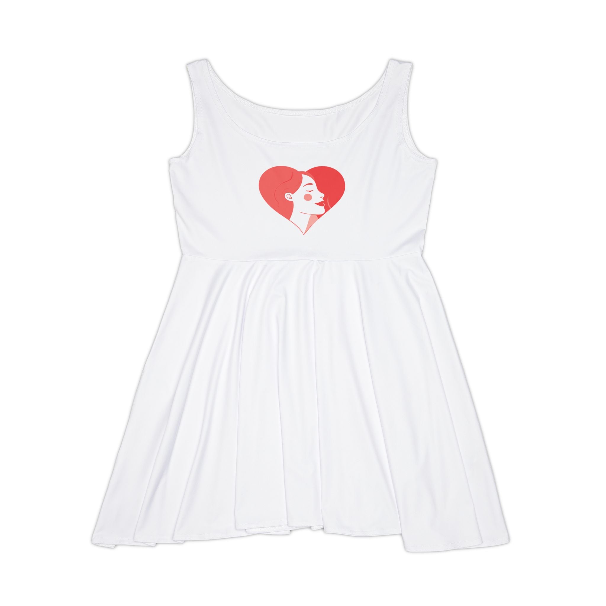 Heart Silhouette Women's Skater Dress — Retro Lady Portrait Graphic