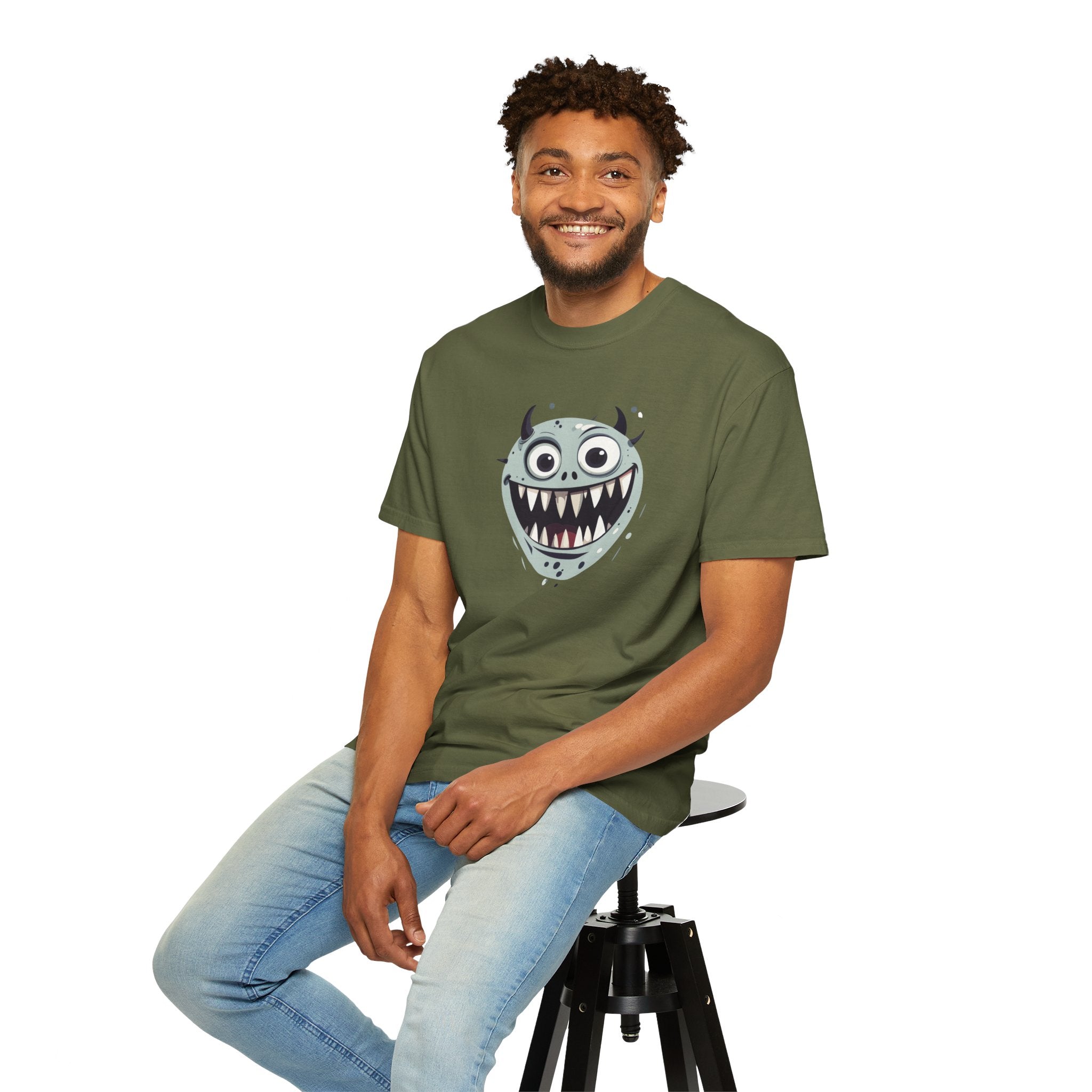 Monster Face T-Shirt Funny Creepy Grinning Monster Graphic Tee