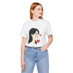 Women’s Portrait Tee with Heart Accents – Cute Kawaii Girl Graphic T-Shirt