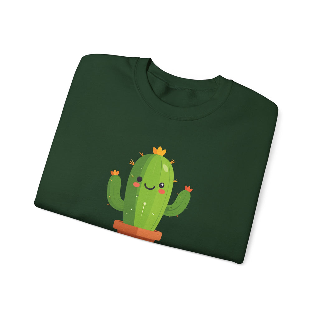 Cute Kawaii Cactus Crewneck Sweatshirt Smiling Potted Cactus Graphic
