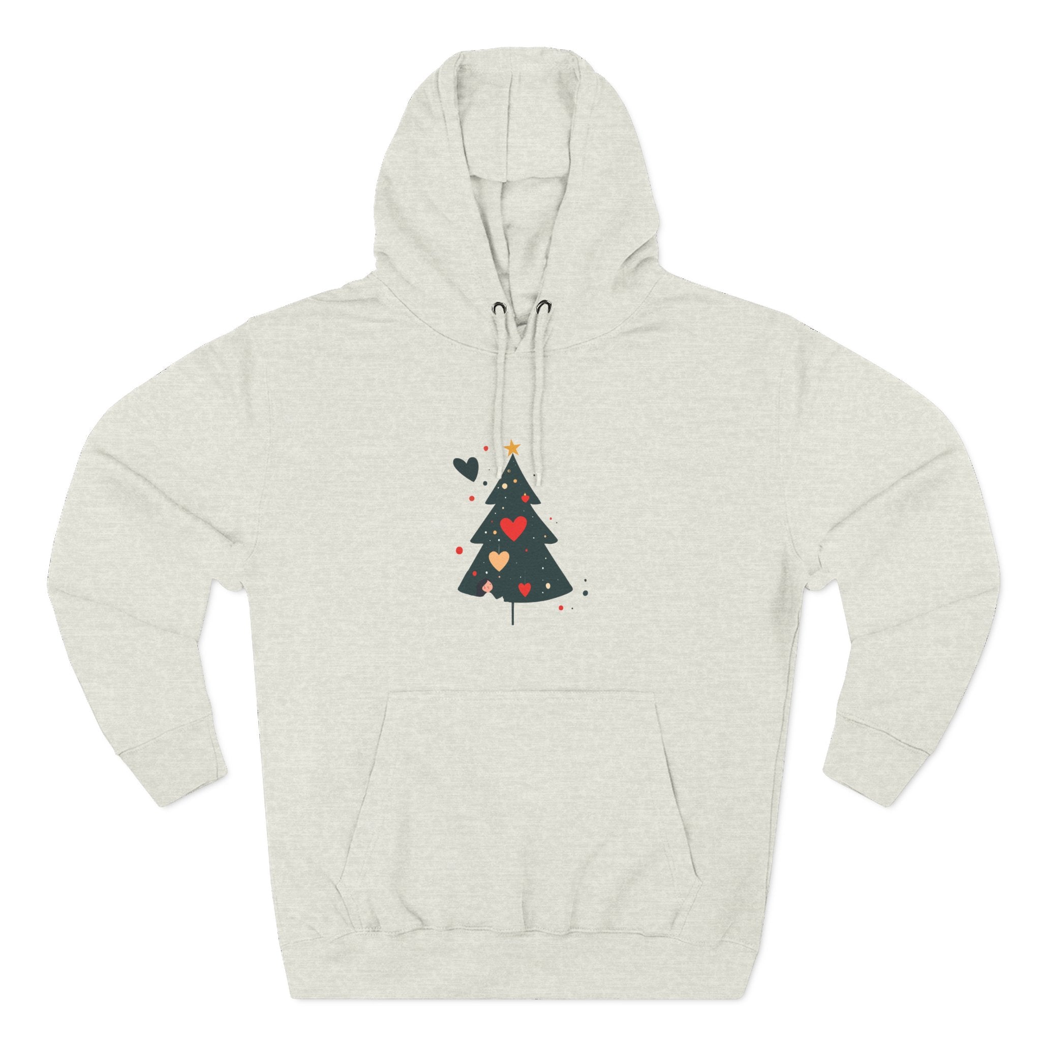 Christmas Tree Heart Hoodie – Cute Minimal Holiday Fleece Hoodie
