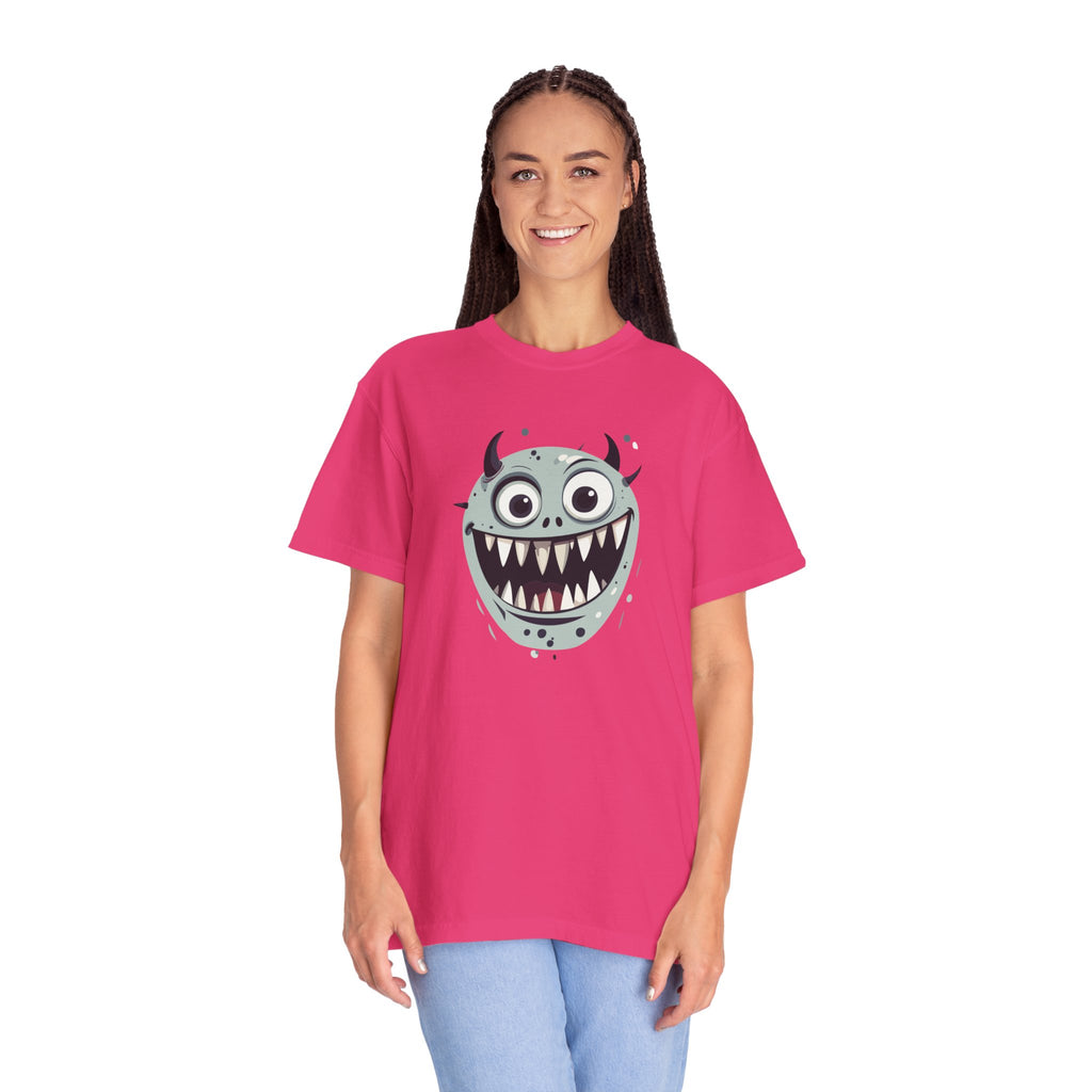 Monster Face T-Shirt Funny Creepy Grinning Monster Graphic Tee