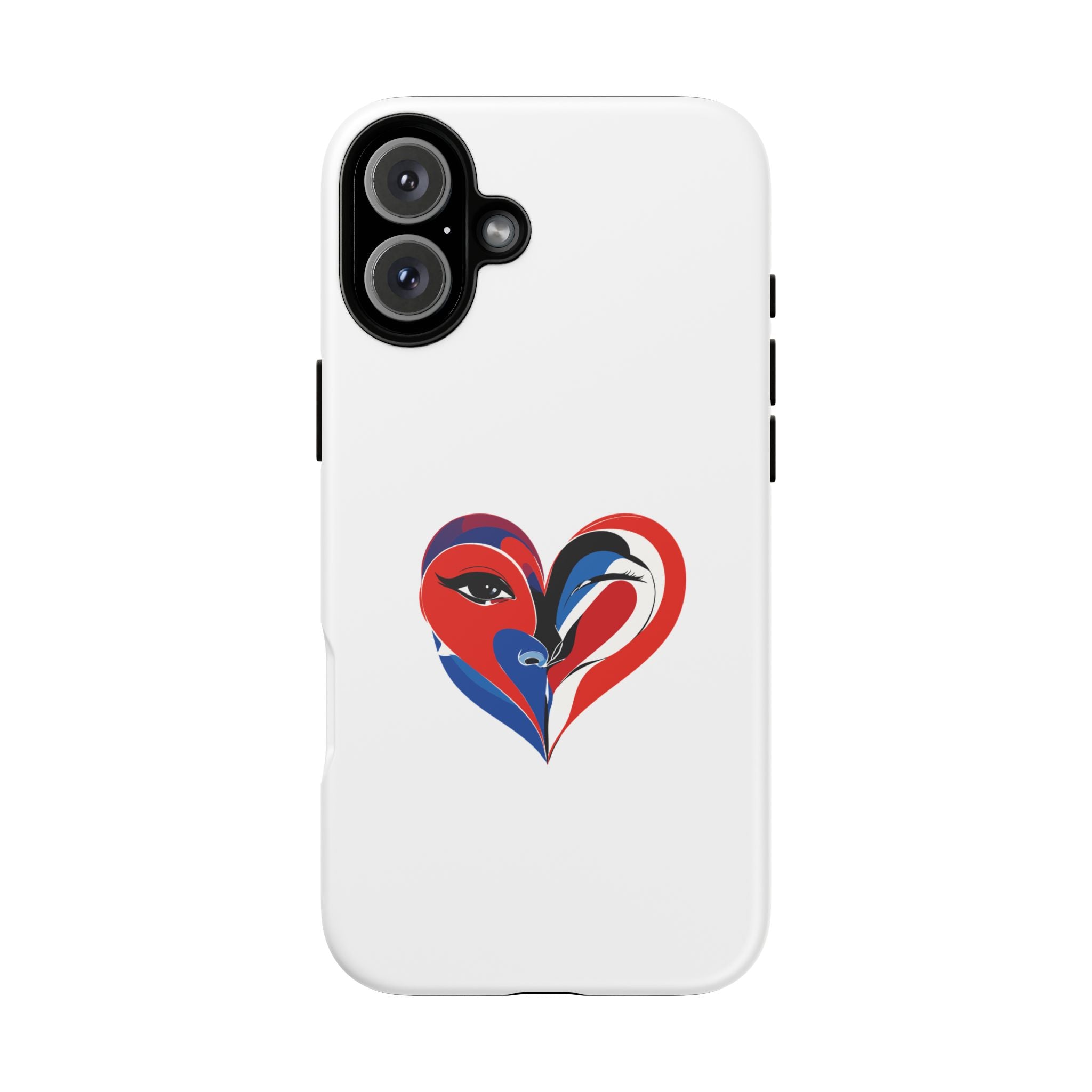 Heart Face Phone Case Red & Blue Abstract Love Design