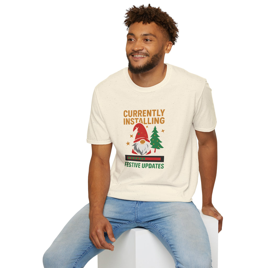 Currently Installing Festive Updates Christmas T-Shirt Holiday Gnome Tee
