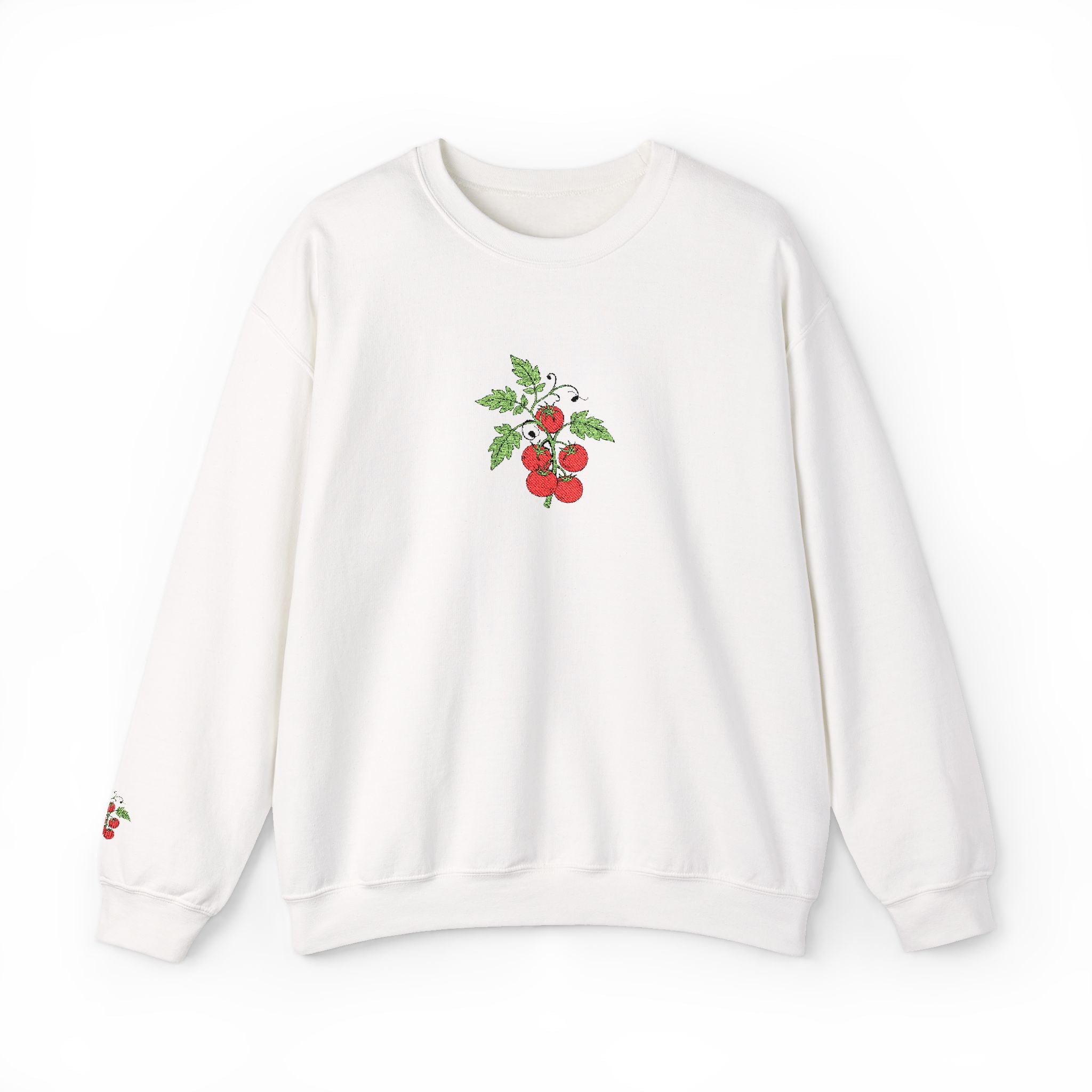 Embroidered  Floral Strawberry Crewneck Sweatshirt