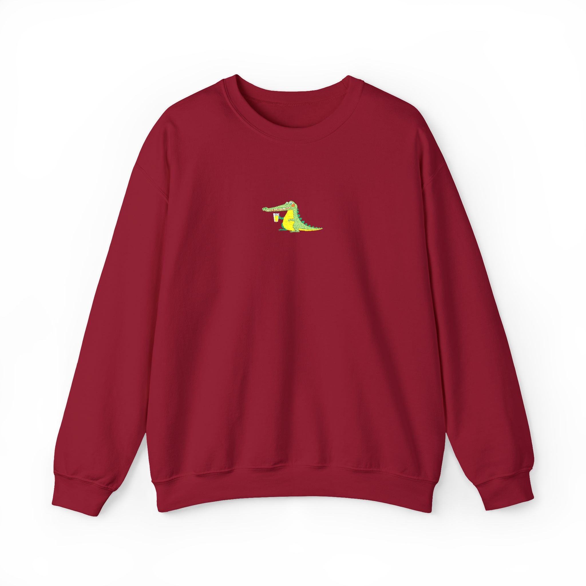 Maroon sweatshirt with 'SNAP' text on a white background