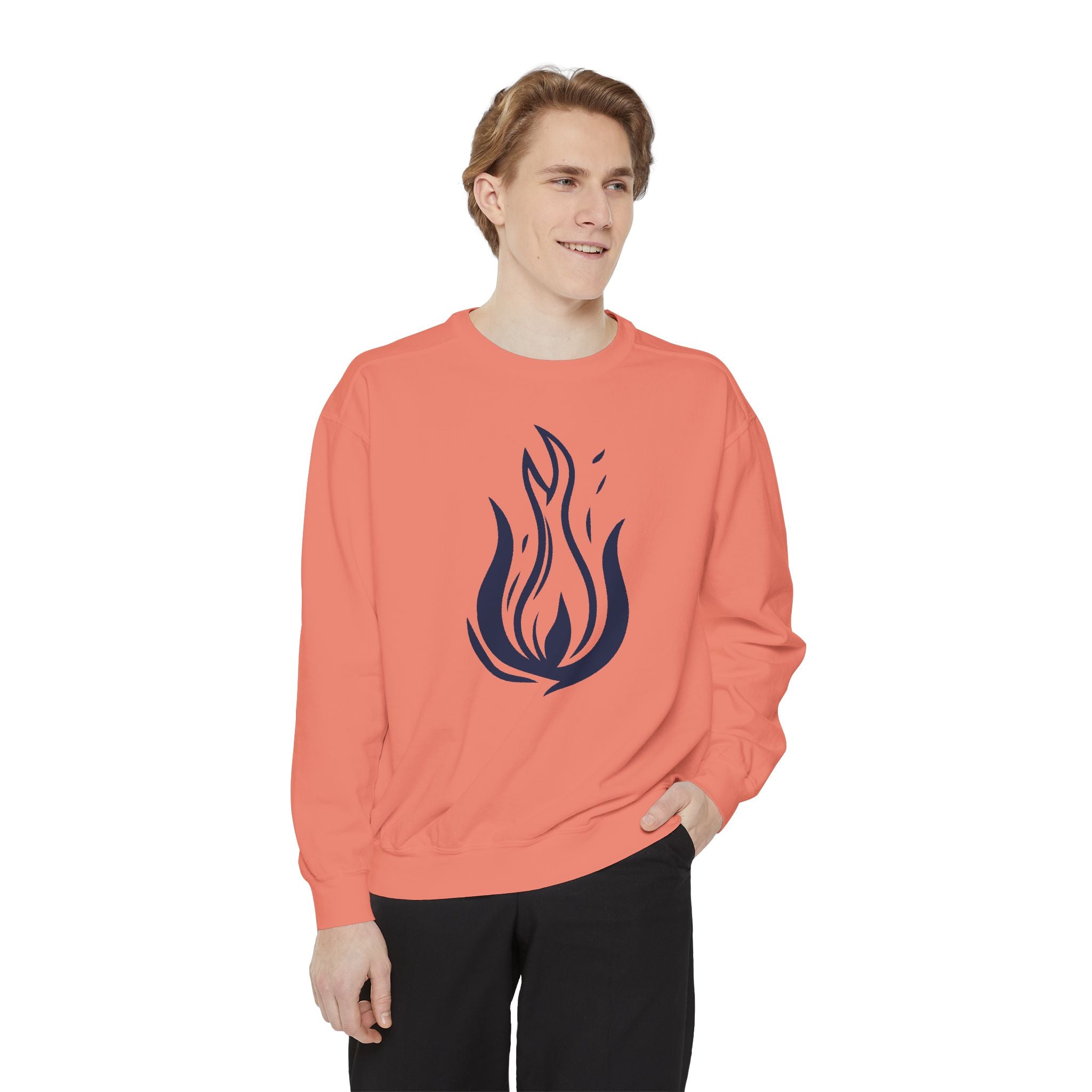 Stylized Flame Graphic Sweatshirt | Minimal Fire Illustration Crewneck