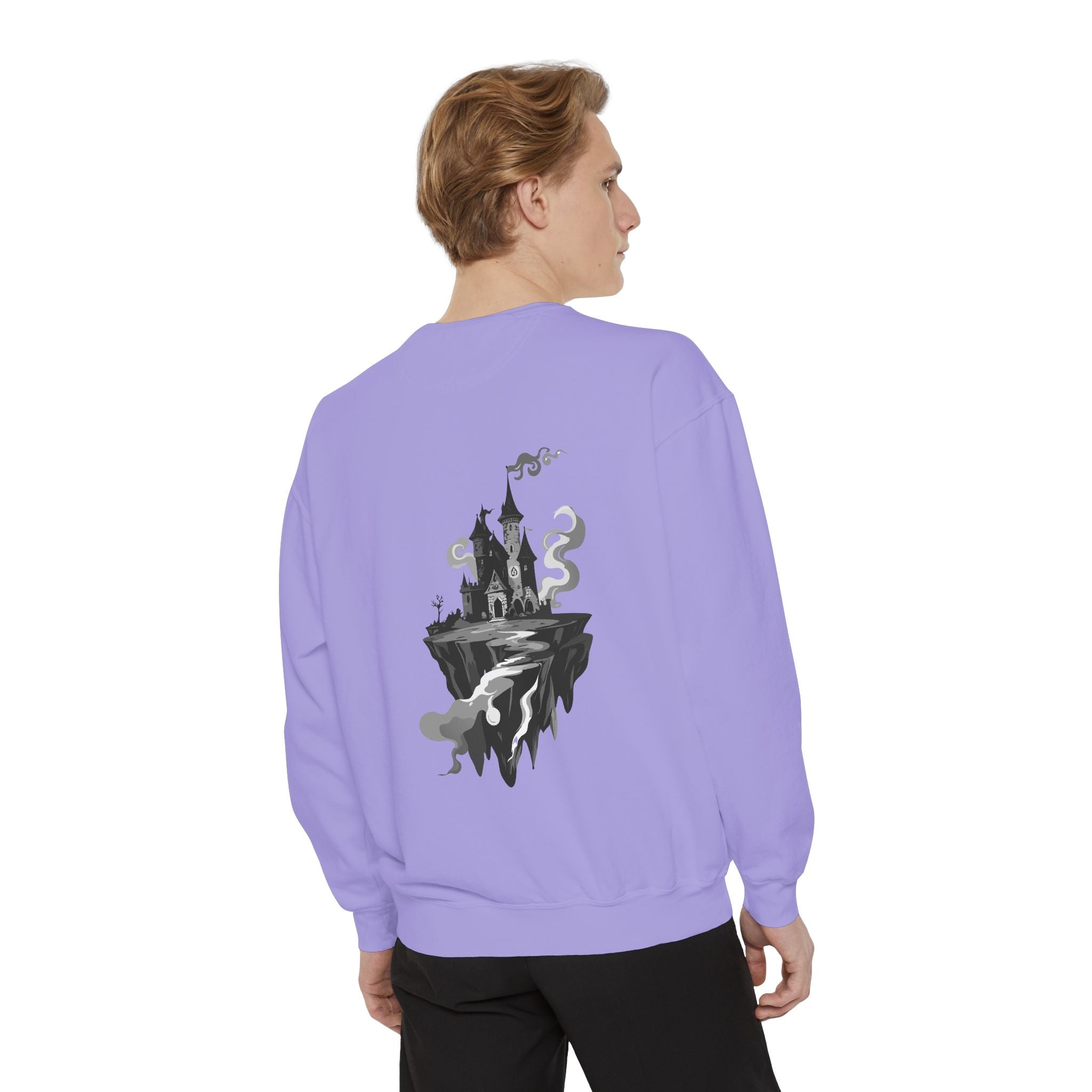 Floating Haunted Castle Sweatshirt Gothic Floating Island Crewneck