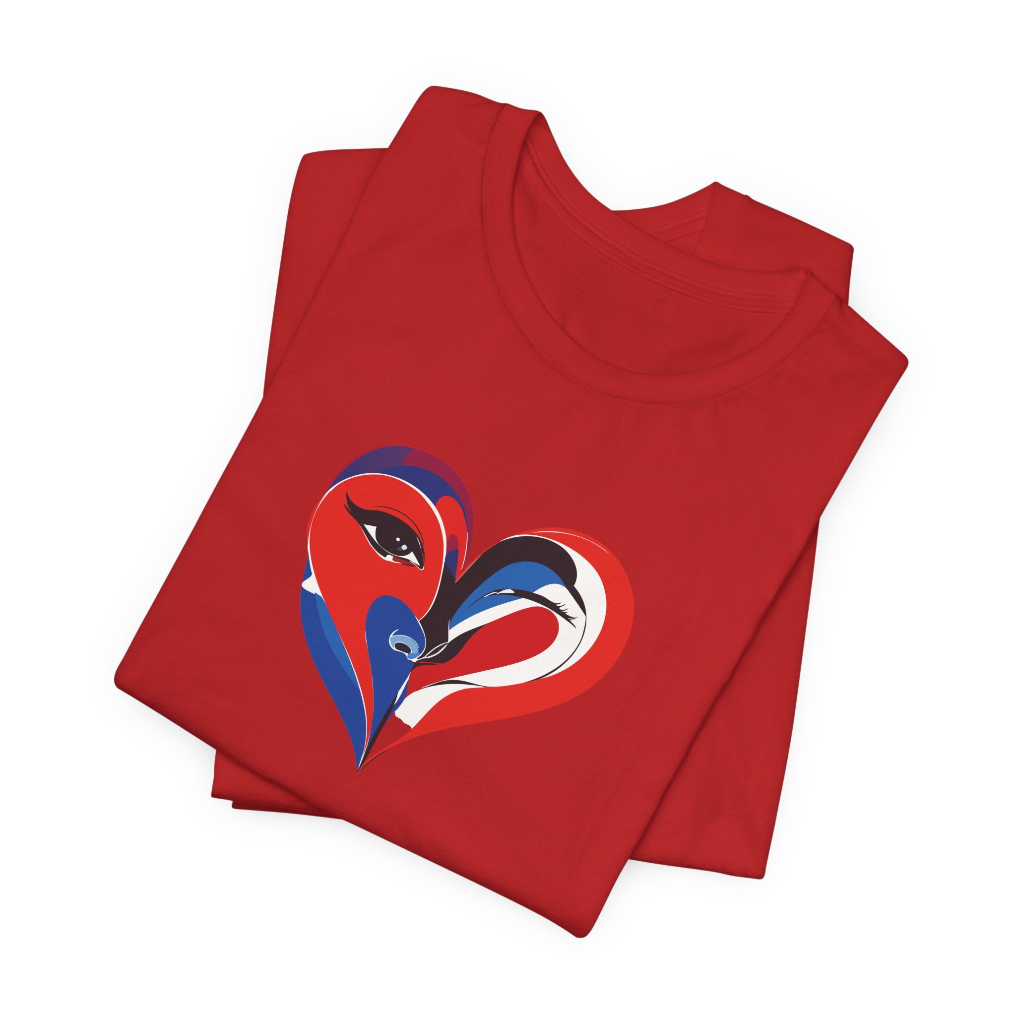 Heart Portrait Tee Romantic Face Heart Graphic T‑Shirt
