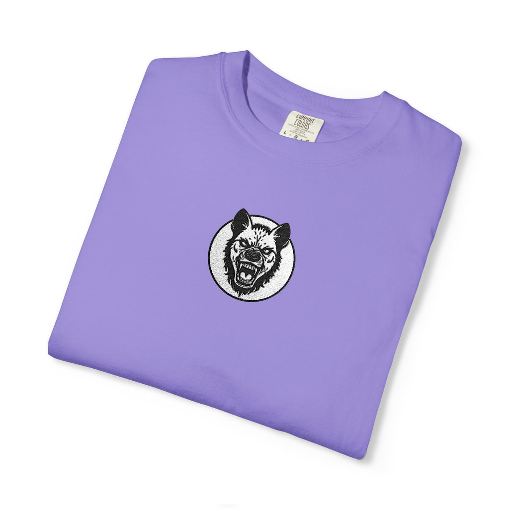 Embroidered Hyena Crest Vintage Logo T-Shirt - Minimal Animal Emblem Tee