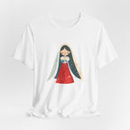 Virgin Mary Illustration Tee — Cute Nativity T-Shirt