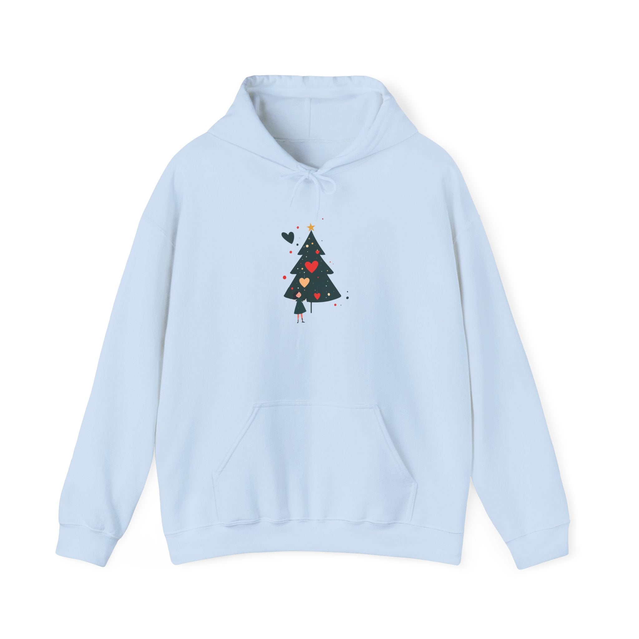Christmas Tree Heart Hoodie — Cute Minimal Holiday Sweatshirt
