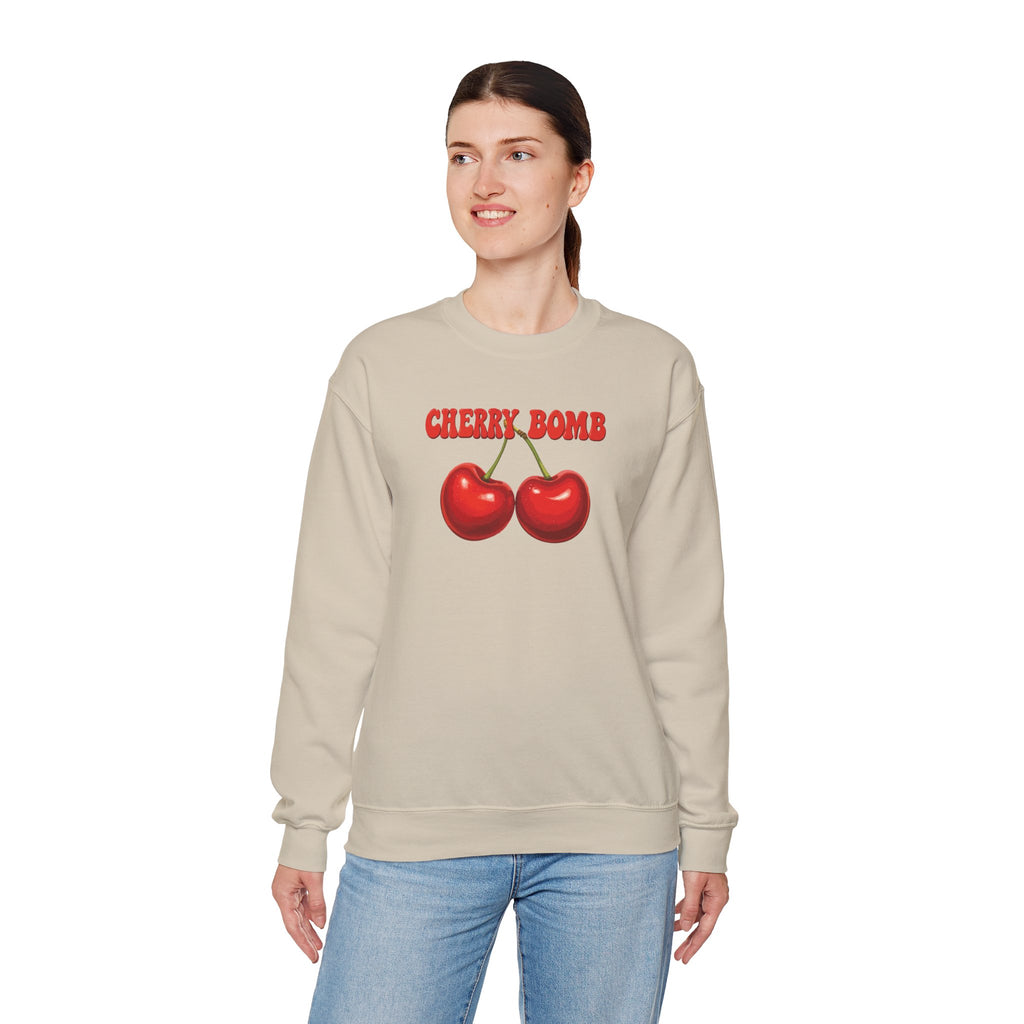 Crewneck Sweatshirt "Cherry Bomb" Retro Cherries Graphic