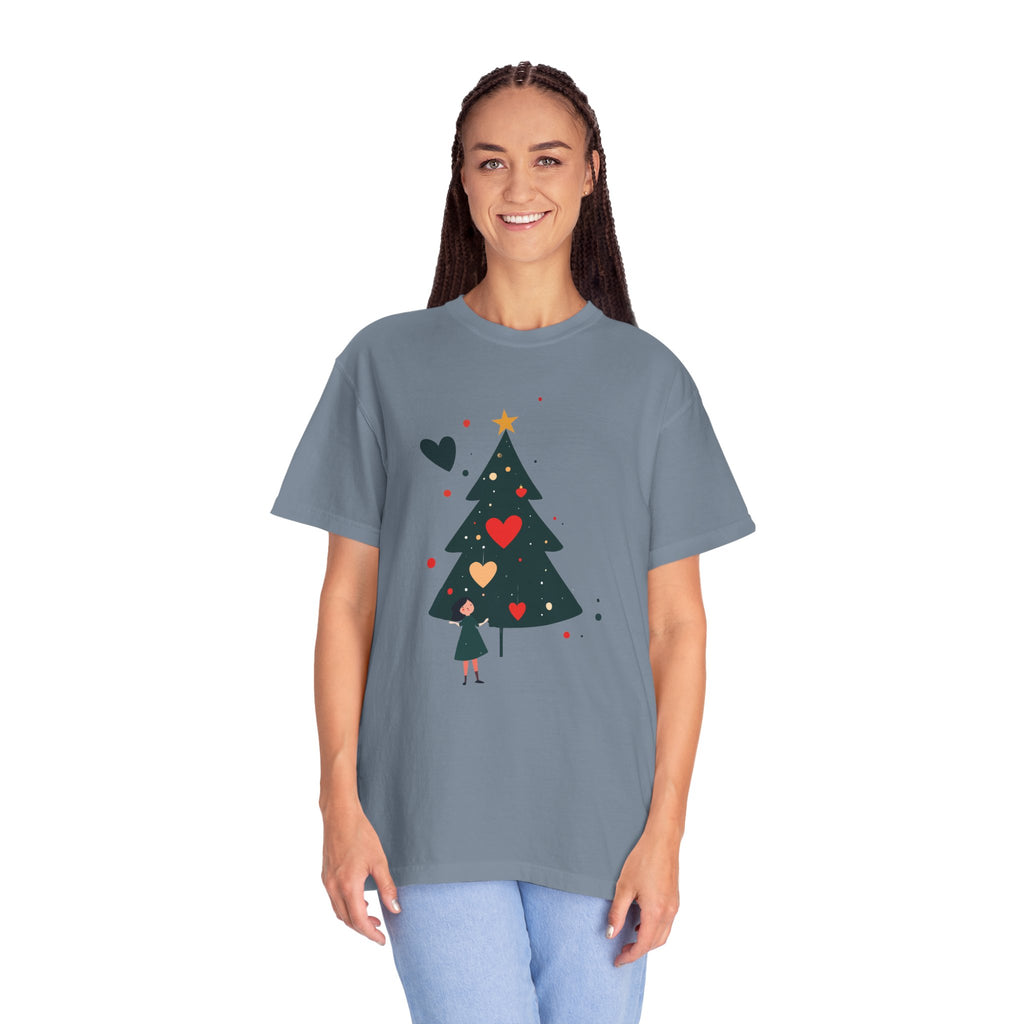 Christmas Tree Hearts T-Shirt — Cute Holiday Tree with Hearts Graphic