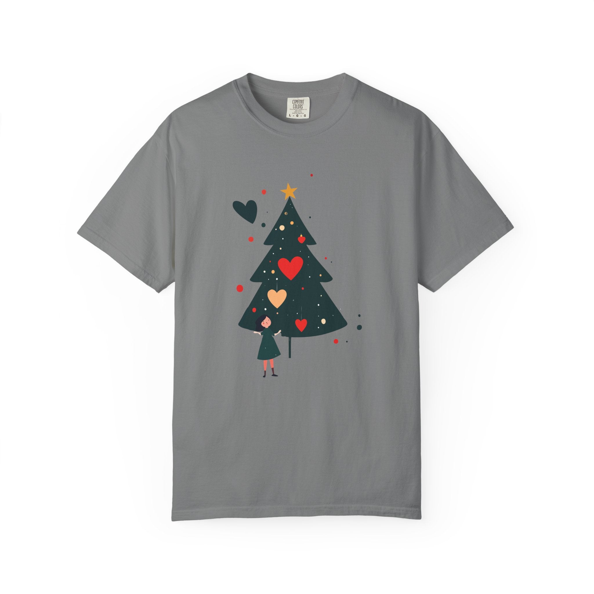 Christmas Tree Hearts T-Shirt — Cute Holiday Tree with Hearts Graphic