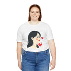 Women’s Portrait Tee with Heart Accents – Cute Kawaii Girl Graphic T-Shirt