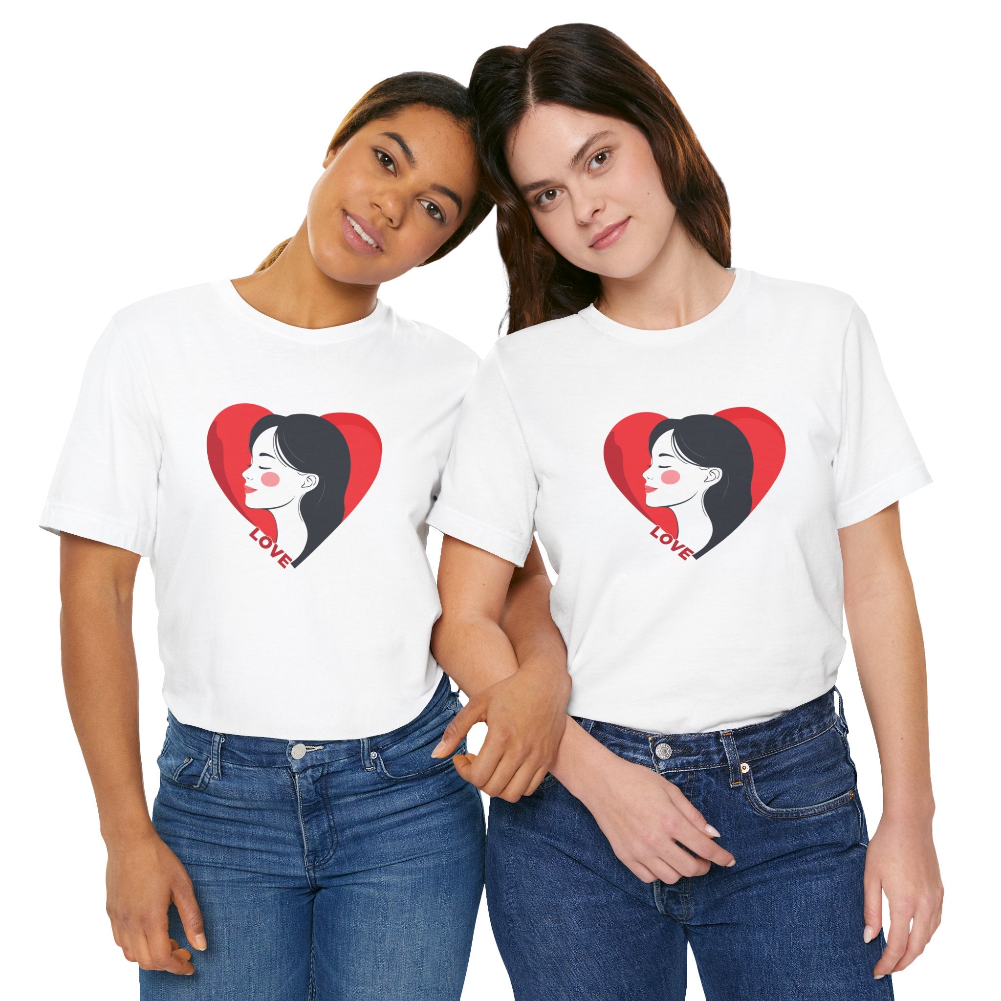 T-Shirt Retro Woman in Heart 'Love' Graphic Tee