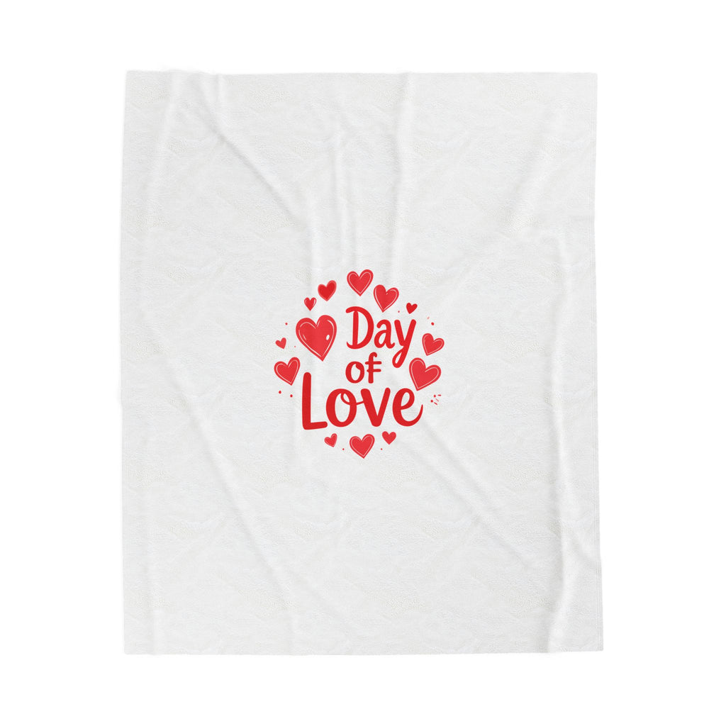 Day of Love Velveteen Plush Blanket - Valentine's Heart Cozy Throw