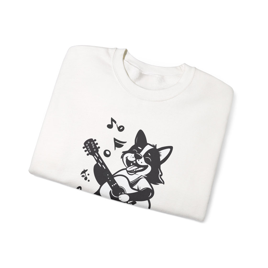 Corgi Playing Guitar Sweatshirt Cute Musical Dog Crewneck