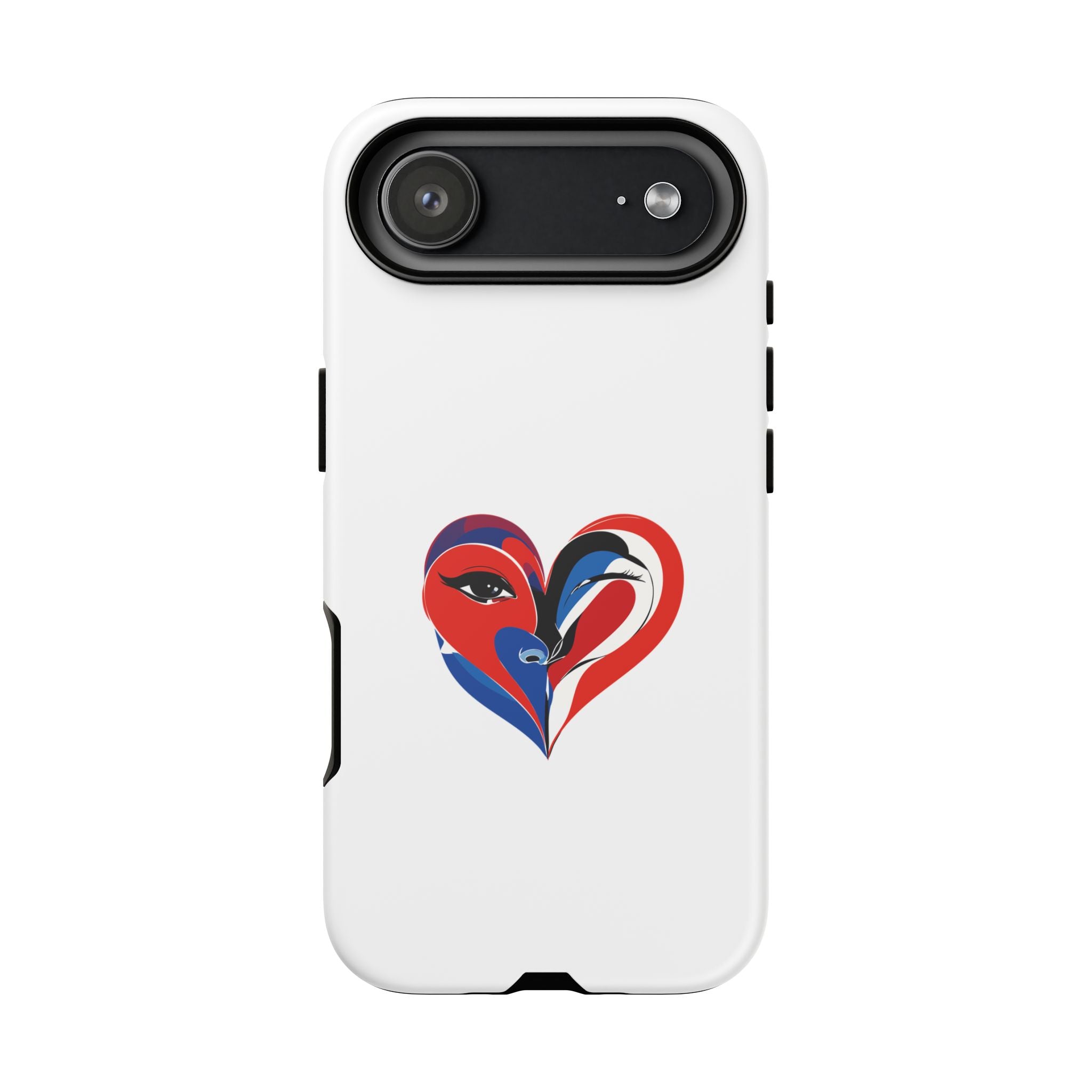 Heart Face Phone Case Red & Blue Abstract Love Design