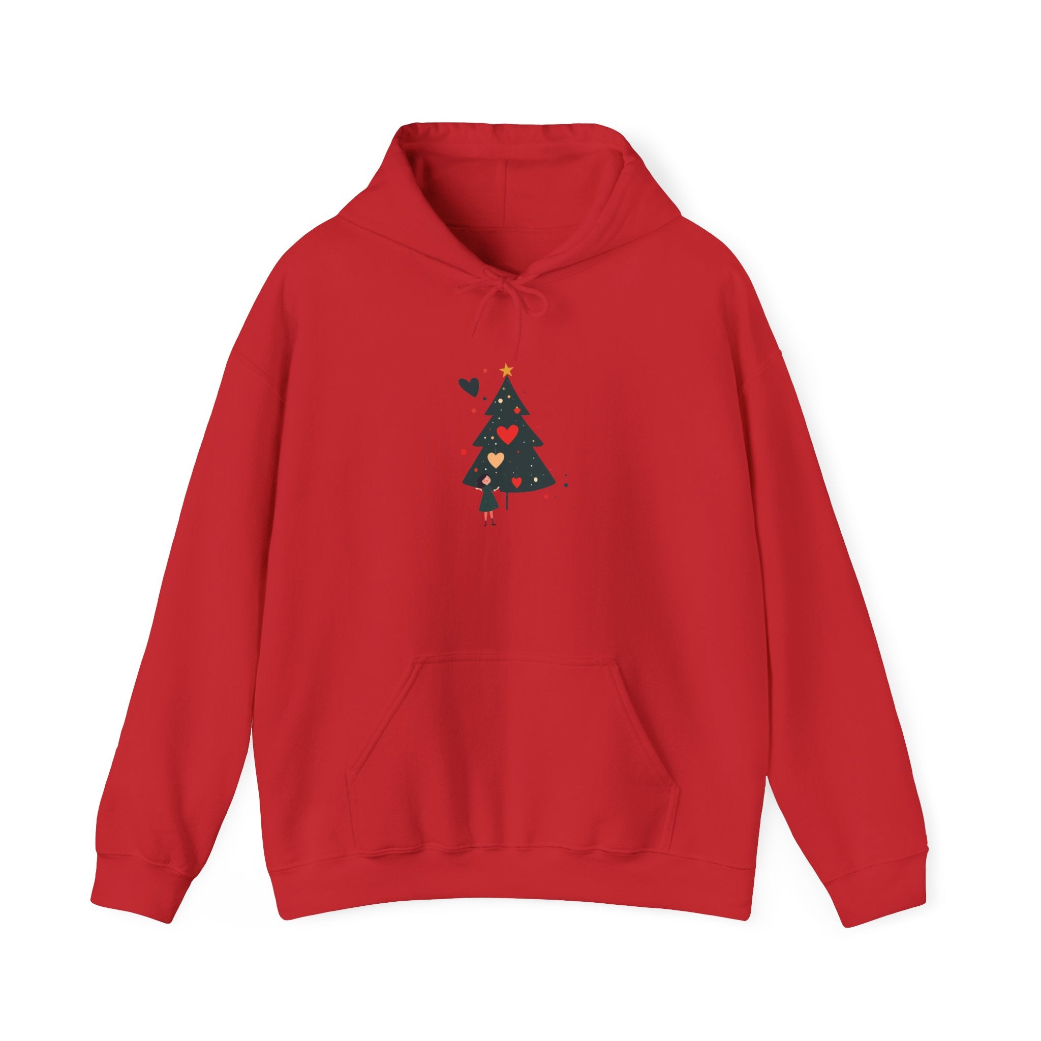 Christmas Tree Heart Hoodie — Cute Minimal Holiday Sweatshirt