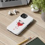 Tough Phone Case Red Dripping Heart with Doves Valentine's Protection