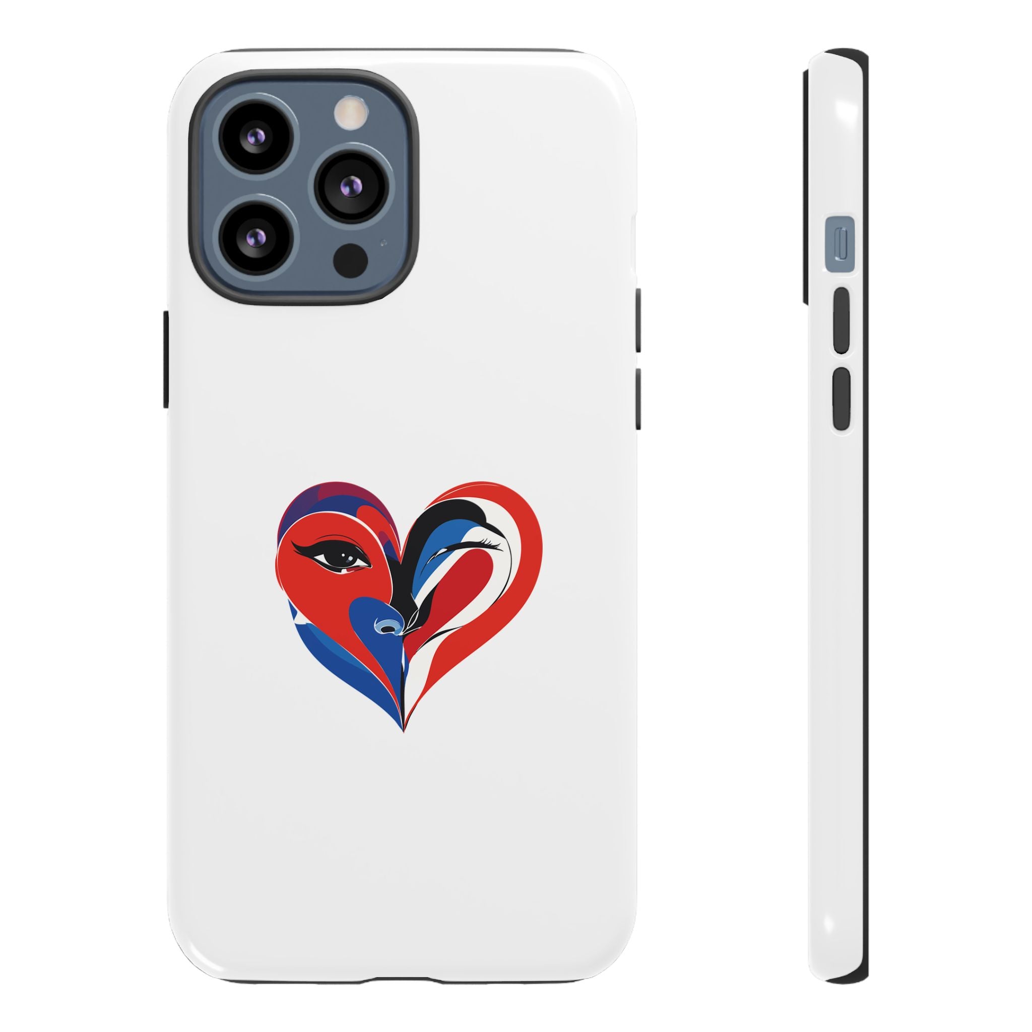 Heart Face Phone Case Red & Blue Abstract Love Design