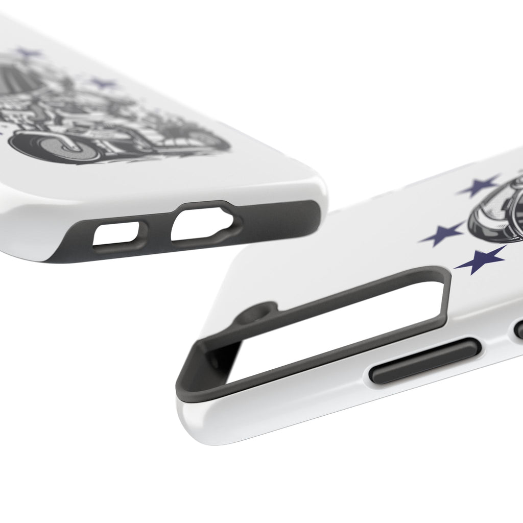 Astronaut Biker Tough Phone Case Retro Space Helmet Rider with Stars