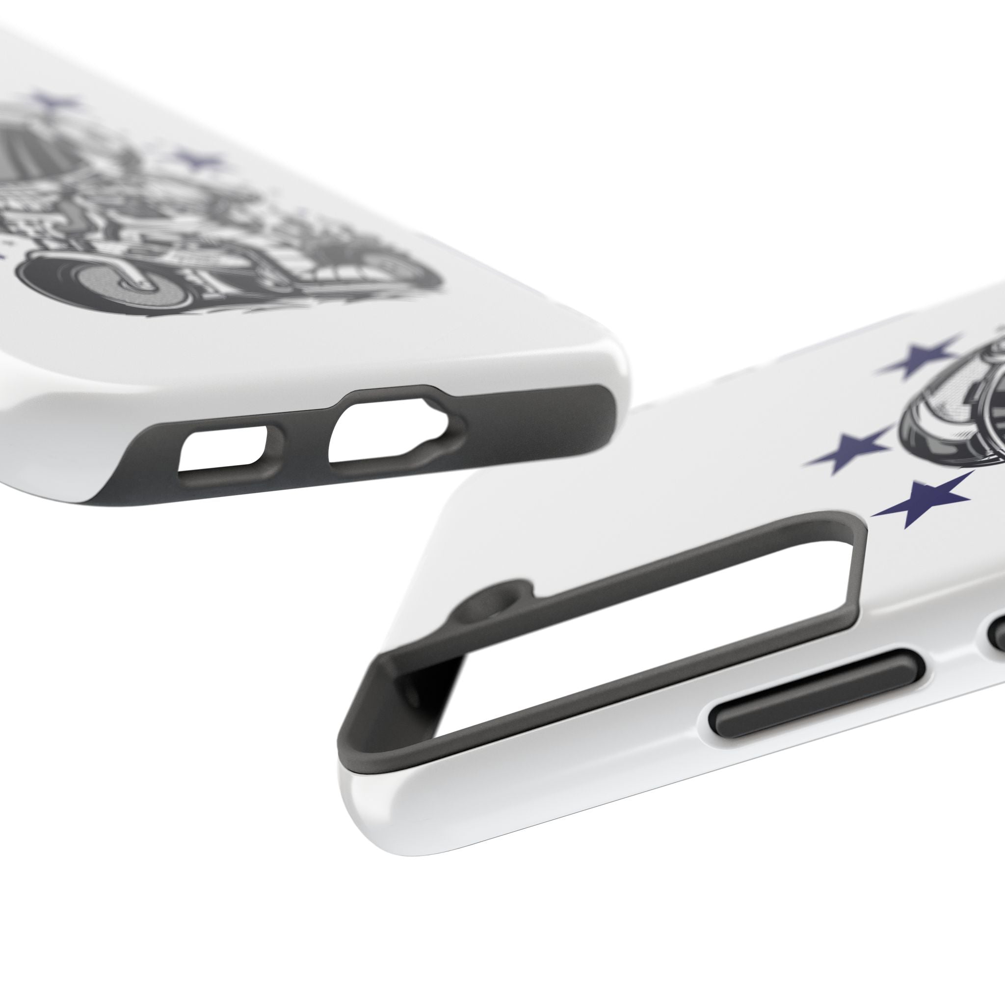 Astronaut Biker Tough Phone Case Retro Space Helmet Rider with Stars