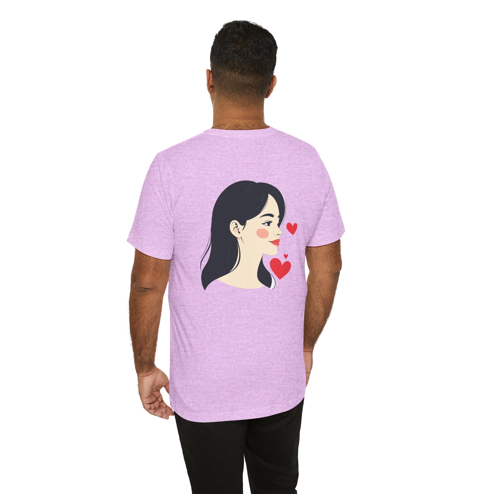 Heart Portrait Tee Romantic Face Heart Graphic T‑Shirt