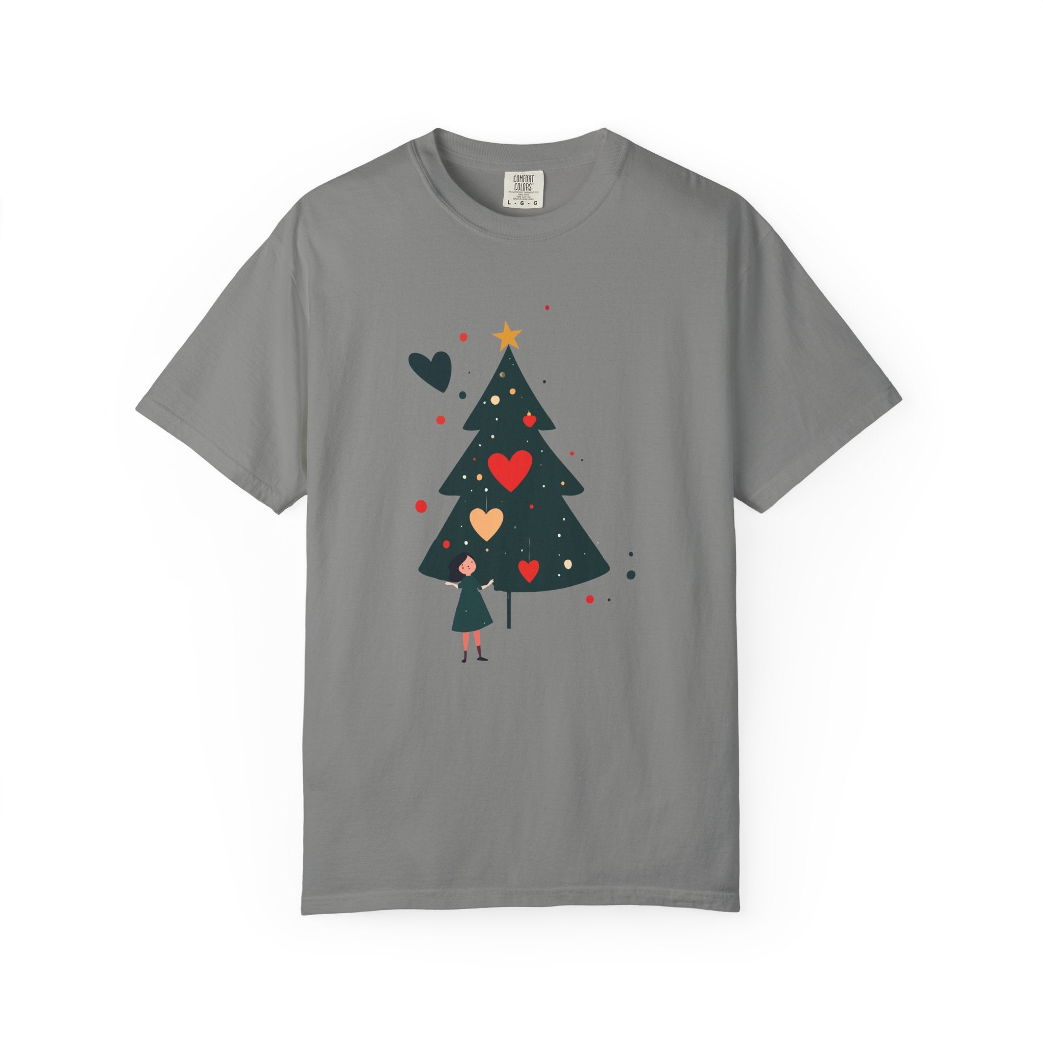 Christmas Tree Hearts T-Shirt — Cute Holiday Tree with Hearts Graphic