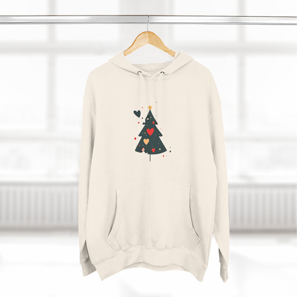 Christmas Tree Heart Hoodie – Cute Minimal Holiday Fleece Hoodie