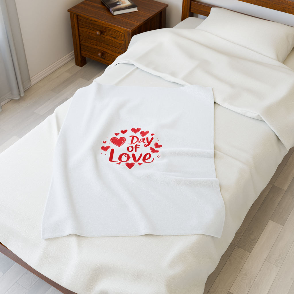 Day of Love Velveteen Plush Blanket - Valentine's Heart Cozy Throw