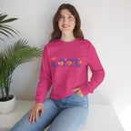 LOVE Floral Crewneck Sweatshirt Heart Pattern Cozy Pullover