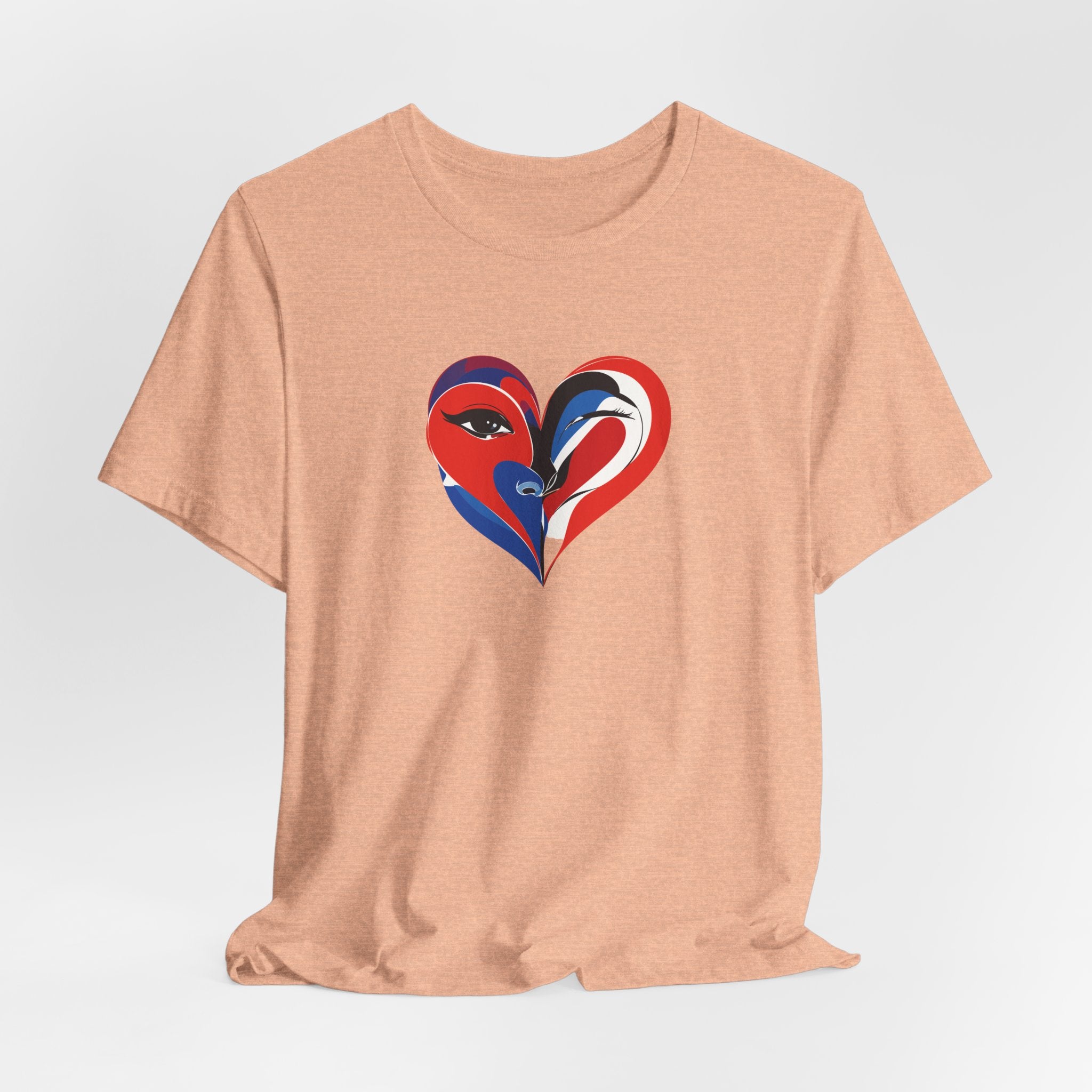 Heart Portrait Tee Romantic Face Heart Graphic T‑Shirt