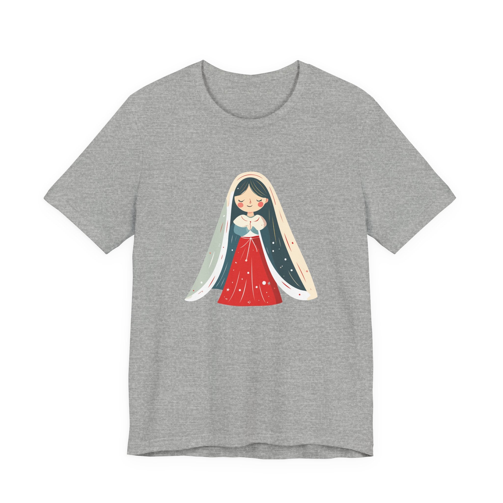 Virgin Mary Illustration Tee — Cute Nativity T-Shirt