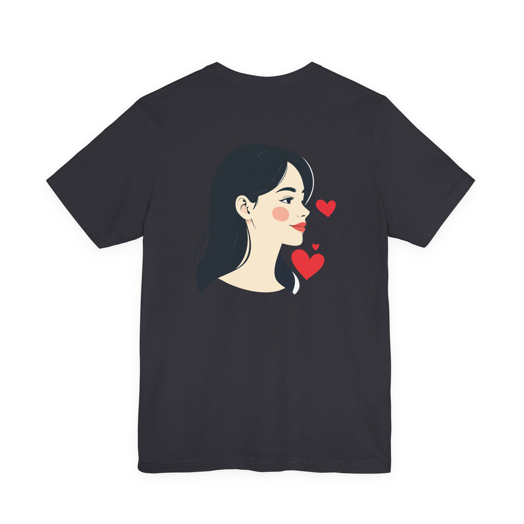 Heart Portrait Tee Romantic Face Heart Graphic T‑Shirt