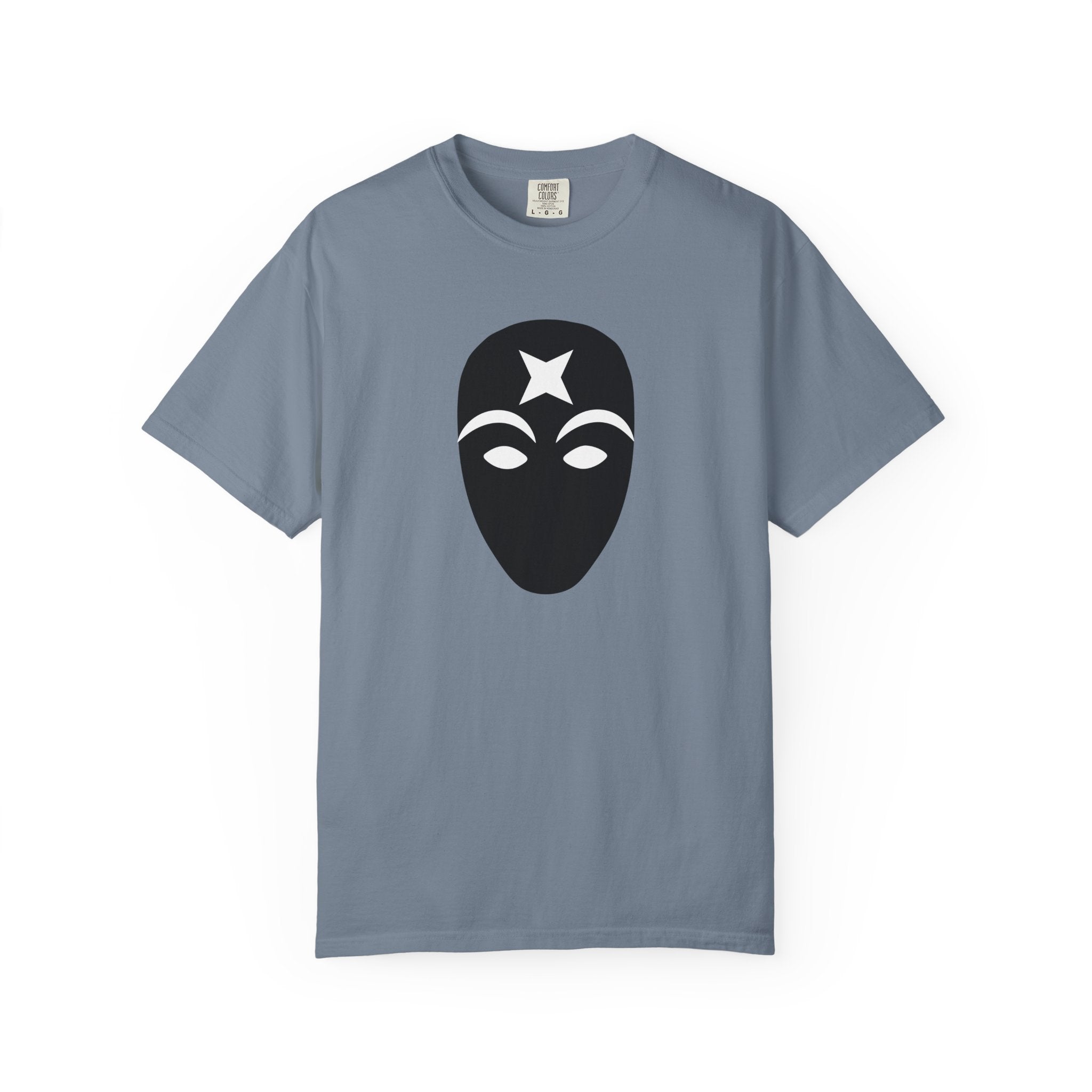 Masked Star Tee  Minimalist Black Mask Graphic T-Shirt